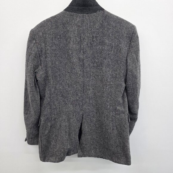 Vintage Barrington Wool Jacket Mens 38R Gray Herringbone Tweed Blazer Structured - Picture 3 of 15